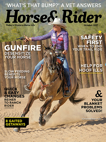 Horse & Rider magazine cover shot of competing rider on horse.